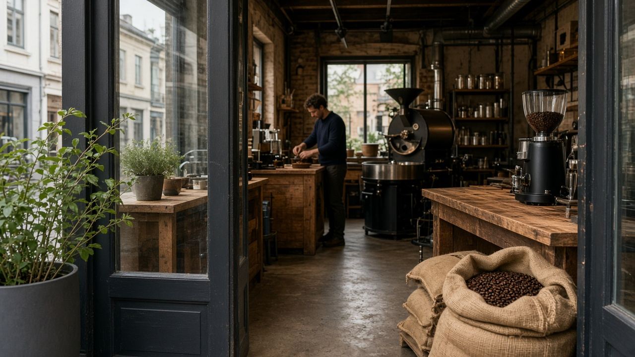 Coffee shop / small specialty roastery workspace at Angloozieg Studio